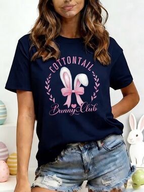 🐰 New! Navy Blue Cottontail Bunny Club Shirt Size XL